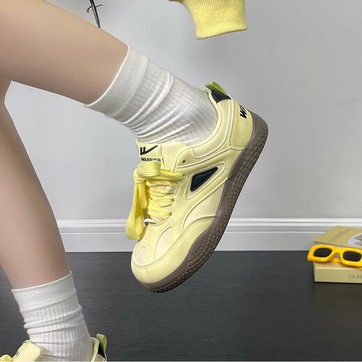 Huili women's shoes new German training shoes dopamine casual thick-soled sports shoes for women K841BR yellow/black 38