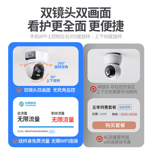 Baoji hochauflösende, an der Decke montierte Heimkamera, Mobiltelefon-Fernbedienung, 360-Grad-toter Winkel mit Panorama-Nachtsicht, kommerzielle Türüberwachung, hemisphärischer Außenmonitor