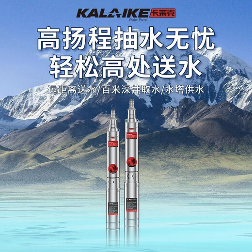 卡莱克深井潜水泵家用井水220V不锈钢高扬程深水泵三相380V抽水机叶轮泵 (4方220V)1105W12叶轮78米扬程