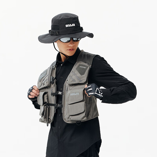 RVVR Tactical Vest Second Generation Multi-Pocket Multi-Pocket Lightweight Breathable Stream Fishing Suit Luaji Fishing Suit Tactical Vest Second Generation Gray L