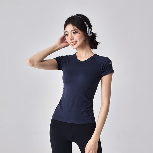 LULULMCCTN yoga clothes for women new Pilates fitness running training sports tops tight slimming short-sleeved T-shirt purple L