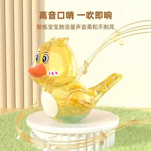 水鸟口哨透明卡通儿童宝宝口肌发音训练创意可加水学鸟叫口哨玩具 透明水鸟黄色 送挂绳-可注水