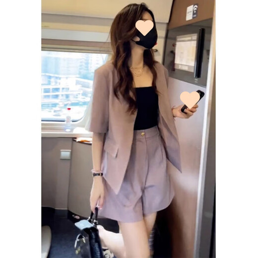 
Rongxitu (RONGXITU) 2694 people collect purple suits for women 2025 summer new small person high-end high-end Douyin purple L [Suggestions 115-130]