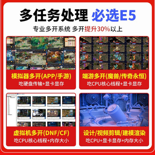 圣戟电竞直播电脑台式机主机i5i7/RTX3060整机多开2696办公家用吃鸡迷你全套组装机台式组装整机3060ti 单主机【三年质保】 套4：i9级24线程 | 32G | 1050吃鸡