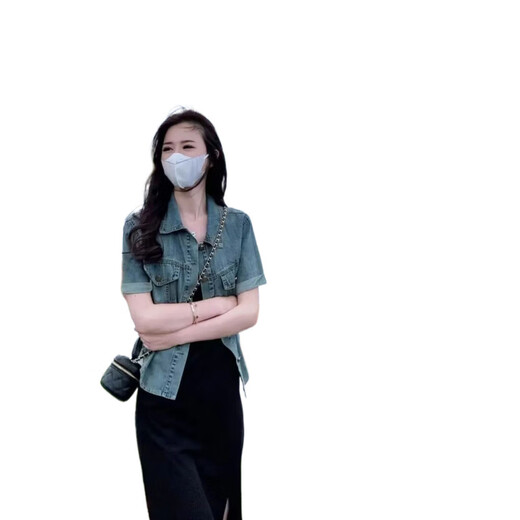 HUALIN FASHION短款牛仔外套复古设计感薄款百搭上衣 719短衬衫  S 建议95斤以下