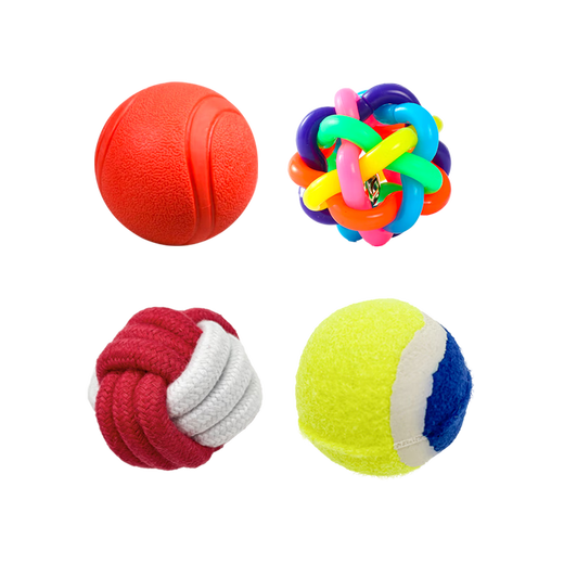 ZanChong Pet Dog Teething Training Ball 4 Pack Puppy Small Dog Toy Bite-resistant Teething Ball Pet Puppy Small Self-Happiness
