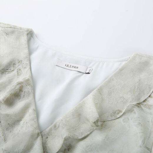Slim Li Show [Gentle Printed Ruffle V-Ausschnitt Hellgrünes Kleid mit großer Größe Frauen fett mm Sommer neuer Stil 1349 Hellgrün 2xl