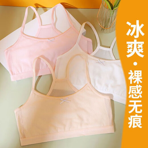 莫代尔少女内衣发育期小学生儿童吊带背心小女孩抹胸小中大童文胸罩女童 673#宽边小背心-白色【一件装】 均码 (XL) [100-130斤]