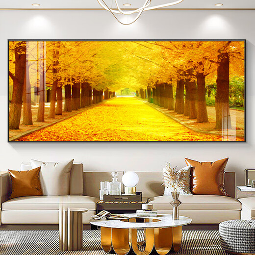 Sala de estar de piso dorado Pinturas colgantes Modern Atmosférico Fondo de fondo Decoración de paredes Pinturas Golden Avenue Pinturas al óleo Murales 3294-Hongyun Hangtou-B Pinturas de porcelana de cristal Strong 240*100m3.51