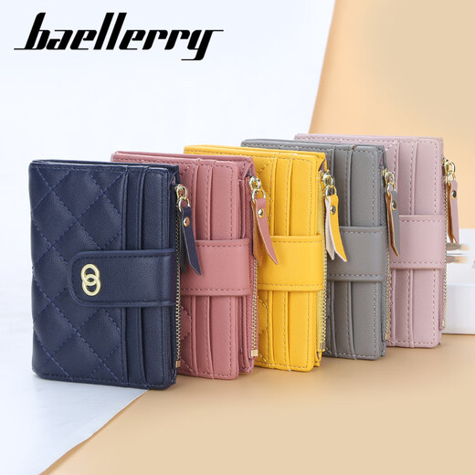 baellerry女士钱包短款barry韩版多卡位绣花零钱包时尚小卡包爆款 灰色