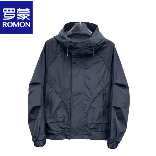 ROMON Windproof and Waterproof Jacket Men's 2025 Spring and Autumn Casual Versatile Slim Fit Hooded Work Jacket Black Velvet Thickened XL