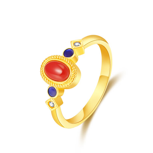 Ming Diamond International Yellow 18K lacquered little palace bird ring female au750 new national trend inlaid ring hand ornaments birthday gift for girlfriend