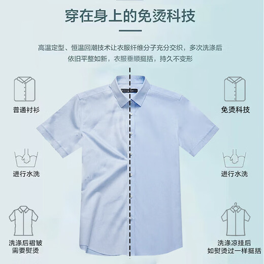 
Shanshan (FIRS) [200 DP free iron] short-sleeved shirt men's pure cotton business casual young and middle-aged high-end shirt white 41