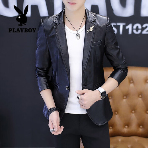 Playboy (Playboy) Pequeño traje para hombres Spring and Autumn Chaqueta de cuero estilo coreano Traje delgado de la jóven