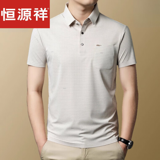 恒源祥高档品牌轻奢短袖t恤男2025新款夏季休闲爸爸装上衣polo.衫新品 红色-15286 M 165