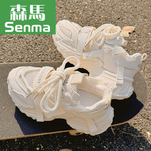 SENMA BESOINT MESH DAD SHOGES DES CHAPOISSES FEMMES AUTOMNE NOUVEAUX chaussures en mailles avec pantalon à jambes larges chaussures blanches à semelle épaisse