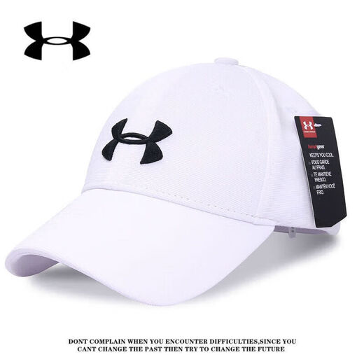 Under Armor UA new hat outdoor sports running breathable hard top baseball cap men's and women's peaked cap sun protection all black (54-60cm)