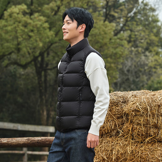 Tambor light down jacket vest for men with short stand-up collar, light and warm, comfortable vest with inner layer TA330033 black 175
