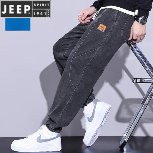 JEEP SPIRIT Spring and Autumn Men's Jeans Loose Foot Trendy Brand Working Pants 2025 New Casual Long Pants Men HJ9908 Dark Blue XL 125-145Jin [Jin equals 0.5 kg]