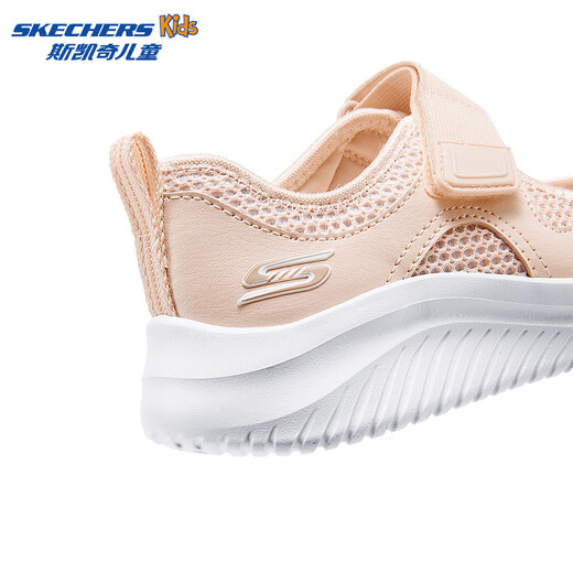 Skechers children's summer breathable mesh lightweight comfortable sports Velcro Mary Jane casual shoes 303974L peach pink/PCH 32