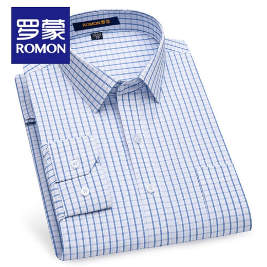 Romon 2025 Summer New Men's с длинными рубашками полосатая рубашка. Работая профессиональная рабочая рубашка среднего возраста и молодежь. Работающая рубашка 6629 38