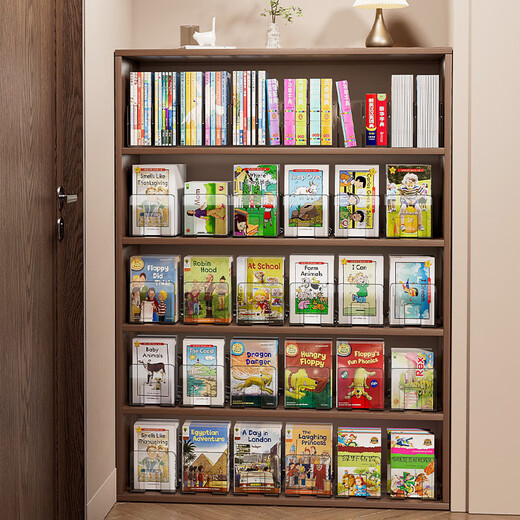 Huluoluo children's picture book storage rack transparent Oxford tree raz graded reading books shelf simple book stand on table [1 pack/integrated] 4 grid storage rack DF-1477