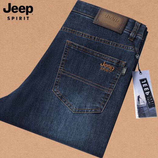 Jeep SpiritJeep Jeans para hombres 2024 Nuevos pantalones de hombres rectos de mediana edad Summer Fino suelto de gran tamaño Pantalones largos J679 Modelo grueso 30 Círculo de cintura 2 pies 3