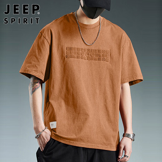 Jeep Spirit Jeep Kurzärärmelte T-Shirt Herren Sommer High-End-Herrenreine Baumwolle halbärmelige Basishemd Trendy Marke Top Heavy T-Shirt