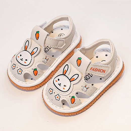 Yupinjia Baby Toddler Shoes Summer Breathable Sandals Baby Shoes Baotou Non-slip Soft Sole Shoes for Boys and Girls 1-3 Years Old Cartoon Beige 18 Inner Length 12.5cm