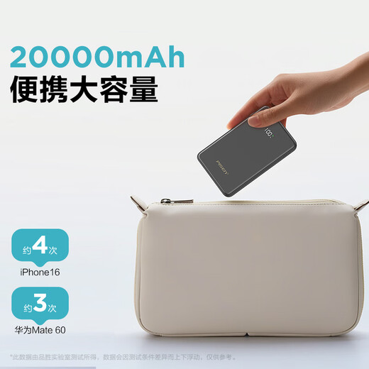 Pinsheng 3C certified 22.5W fast charging 20000mAh large capacity power bank portable compact mobile power supply can be used on airplanes suitable for Apple 17promax Xiaomi Huawei Blue