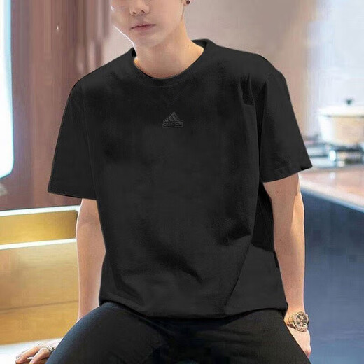 
Adidas short-sleeved T-shirt for men's summer 2025 new knitted breathable loose comfortable round neck casual sportswear half-sleeved IR5266 black L Recommended 155-175Jin [Jin equals 0.5 kg]