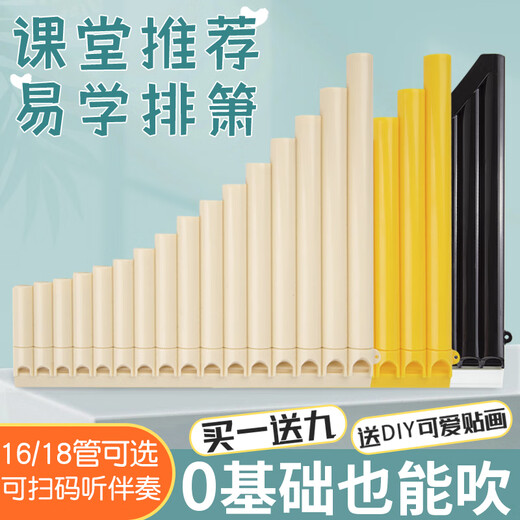 金蝉初学排箫专业演奏16管18管易学儿童小学生入门排笛民族专用 【升级款】16管米色+配吹管
