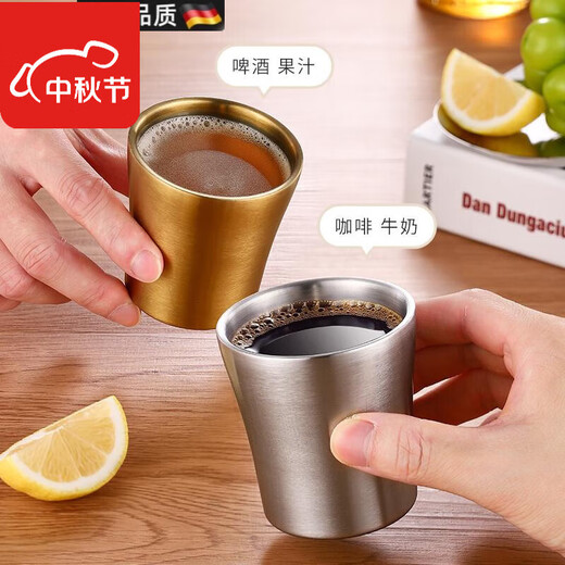 WMF German Seiko, exquisite Korean craftsmanship, 316 stainless steel water cup, small waist beer mug, thickened double-layer meal, 316 small waist double-layer cup, silver 180ml