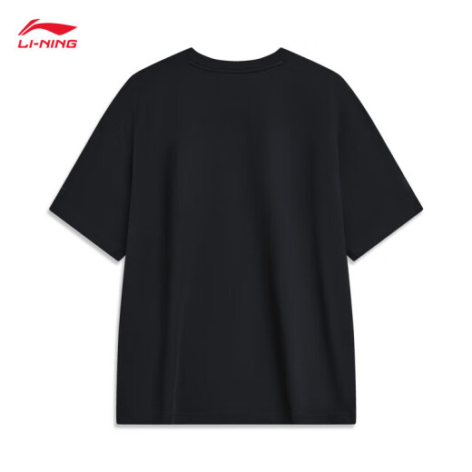 
Li Ning (LI-NING) quick-drying T-shirt丨Anti-bacterial short-sleeved men and women same style outdoor T summer cotton simple washable short-sleeved sports top [Knitted cotton couple model 695] Black-9 2XL