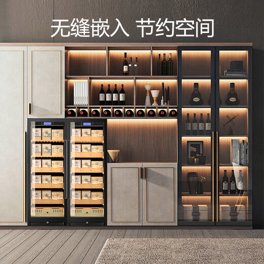 Curtis 25 new seamless fully embedded compressor cigar cabinet constant temperature and humidity embedded hidden tea refrigerator ultra-thin household special cigar cabinet 1.45 meters high fully embedded one constant temperature and humidity cigar combination cabinet 1.45 meters high