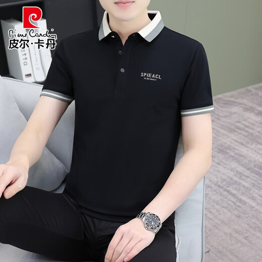 皮尔卡丹夏季短袖t恤男装潮流翻领POLO.衫纯色棉质冰丝有领T恤上衣潮 724#白色 XL (建议125-140斤)