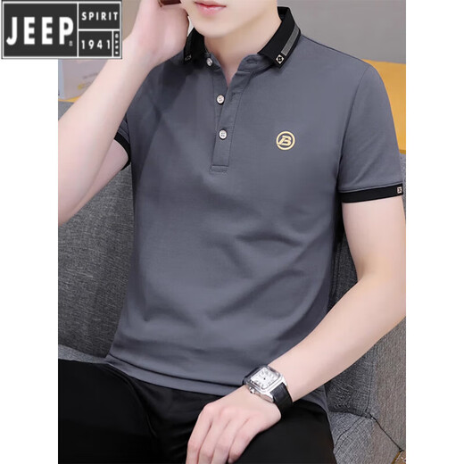 Jeep Spirit Ice Seide Baumwolle kurzärmeligte T-Shirt Herrenhemd Top Herren-Polo-Hemd halbärmelige Jugend Sommer neuer Stil 679 Dunkelblau M.