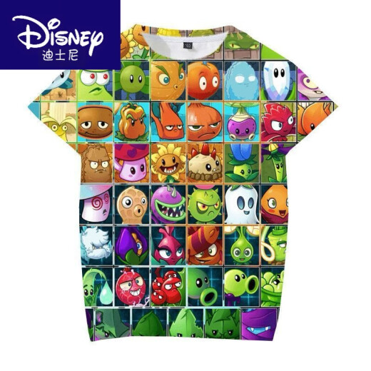 Disney's New Summer Plant vs. Zombie Cartoon Series Camiseta 3D Print para estudiantes y adolescentes de escuela primaria y secundaria TXU1342 140 Peso adecuado para niños 50-60 Jin [Jin es igual a 0,5 kg]