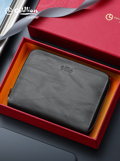Bolsa de oro Goldlion Posición múltiple para hombres de cuero genuino Gran capacidad Card Hide Card Card Bold Bag Card Bag Cubierta Gris