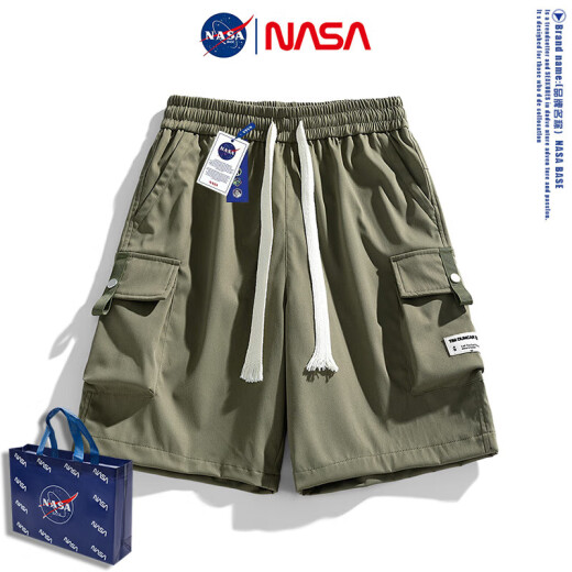 NASA 【夏季薄款宽松】机能工装短裤男士直筒休闲运动五分裤子 NASA-718黑色 XL