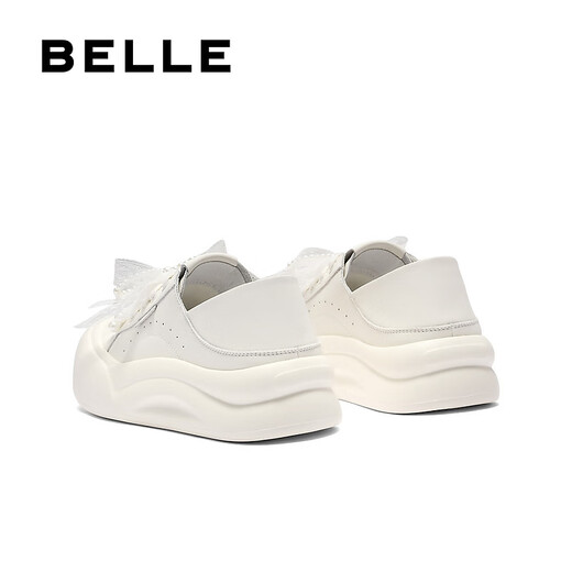 百丽（Belle）可两穿板鞋女2025秋季新款可爱蝴蝶结厚底增高休闲鞋B2629CM5 米白色 34 (220mm)