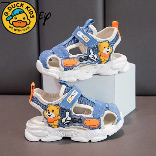 G.duck1-6 years old children's sandals men's summer new style 2 shoes 3 non-slip 5 soft bottom boys' Baotou boys' baby shoes blue size 28 shoes inner length 17.3cm