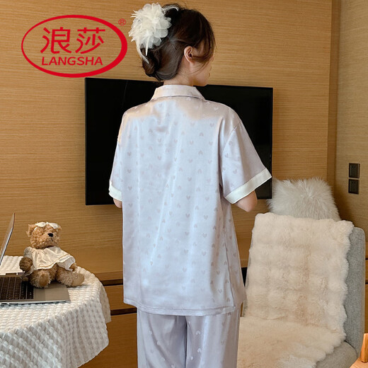 Langsha Love Amor Print Pajamas Summer Summer Fino Cool Silk Silk Slewer Sweet Watser Ropa para la ropa se puede usar fuera de YFY-9905 [pantalones de manga corta] L [sugerido 100-120 Jin [Jin equivale a 0.5 kg]]