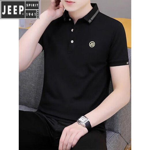 Jeep Spirit Ice Seide Baumwolle kurzärmeligte T-Shirt Herrenhemd Top Herren-Polo-Hemd halbärmelige Jugend Sommer neuer Stil 679 Dunkelblau M.
