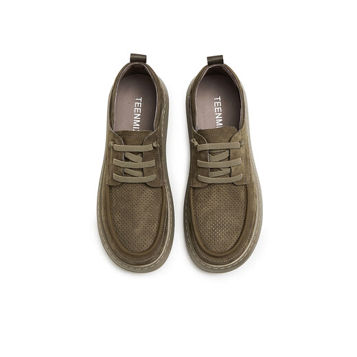 Tianmeiyi zapatos de trabajo para hombres malla transpirable grueso suela altura que mejora zapatos para hombres 2025 verano nuevo estilo caqui 40