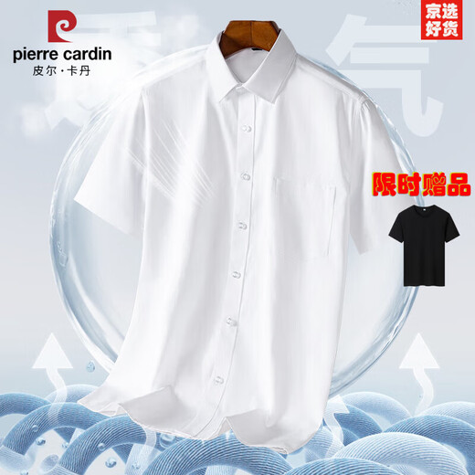 皮尔卡丹（pierre cardin）高档品质夏季商务休闲男士短袖衬衫中老年抗皱职业上班半袖衬衣装 DX6625 39