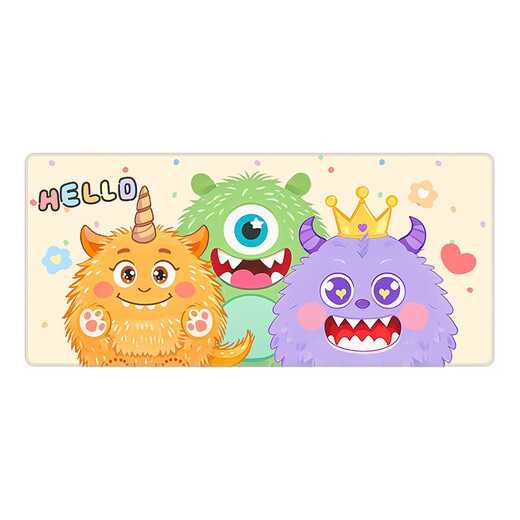 
Three-color cat cute little monster super large mouse pad for girls office learning game computer keyboard desk anti-slip mat simple and versatile customizable high-value thickened lock edge anti-slip 14380 hello 90 cm x 40 cm x 5 mm