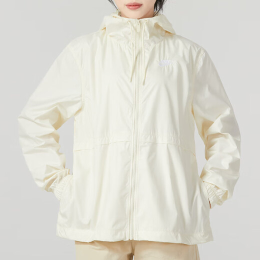 耐克（NIKE） 外套女装秋季新款运动服梭织防风连帽上衣夹克DM6180-010 DM6180-113米黄 S