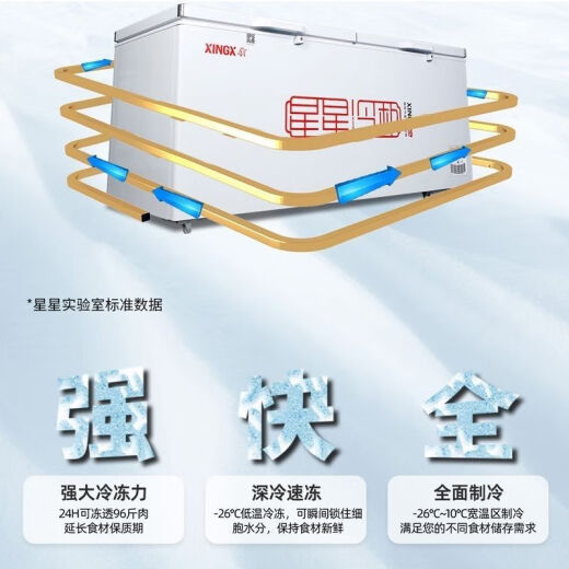 星星（XINGX）冰柜718升冷柜冰柜商用大容量冷藏冷冻柜卧式保鲜柜518升急冻冰箱 718GD长1945宽757高880
