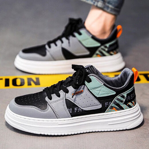 Xianxiqi men's shoes thick-soled small white shoes spring new style breathable sports and leisure increase 9906 white and green 39